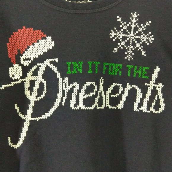 Ugly Christmas Sweatshirt Navy In It For The small - Picture 2 of 6